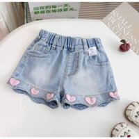 Quần Short Jean Bé Gái Trái Tim Siêu Đáng Yêu