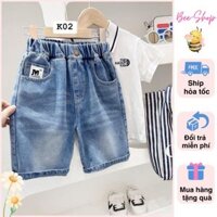Quần Short Jean Bé Trai KACADY Quần Đùi Bò Mềm Lưng Chun Mềm Mại Đứng Dáng - BeeShop