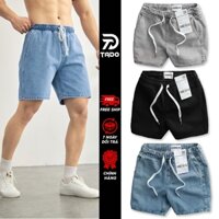 Quần Short Jean Đùi Nam Cạp Chun Avocado, Quần Sooc Bò Nam dây Rút Cạp Chun Ngắn Trên Gối Dày Dặn