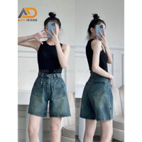 Quần short jean eo thun co giãn lưng cao ống rộng lai bách siêu dễ thương (Mã 1216)