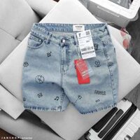 Quần Short Jean Fapas Form Relaxed Pie, form suôn trên gối, cùng hình in stickers mini