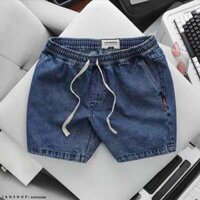 Quần Short Jean Fapas Form Relaxed Pick, chất vải jean phối lưng thun co dãn và tag da ở túi sau