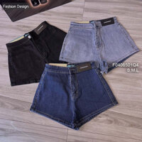 Quần short jean gắn mác chữ lưng cao siêu tôn dáng