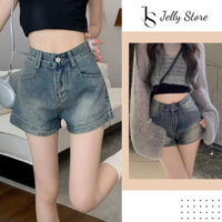 Quần Short Jean Jelly, Quần Đùi Ngắn Cạp Cao 2 Túi Trước Năng Động Phong Cách Hàn Quốc S005