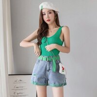 Quần short jean kèm belt
