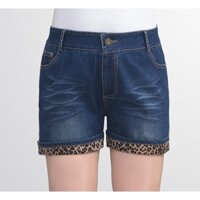 Quần short jean lai túi phối da beo size ngoại cỡ 4Xl 80-90kg