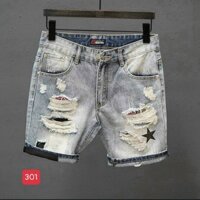 Quần Short Jean Nam Athur_Shop , Quần Short Nam Rách Cao Cấp (hàng chuẩn shop, ảnh thật shop tự chụp) KVD301
