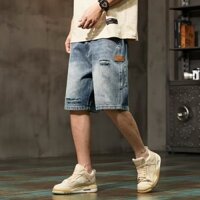 Quần Short Jean Nam Cạp Chun Rách Nhẹ Chất Liệu Bò Co Giãn Nhẹ Phong Cách Hàn Quốc
