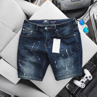 Quần short jean nam chấm sơn rách đẹp ống thời trang màu sáng slimfit co giãn