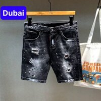 QUẦN SHORT JEAN NAM CHẤT VẢI ĐEN VẨY SƠN, QUẦN SOT JEAN NAM ĐẸP HOT TREND 2022 - DUBAI FASHION