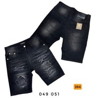 Quần Short Jean nam co dãn 4 chiều Thương Hiệu Chandi, phong cách hàn quốc, họa tiết phối rách mẫu mới nhất MS264 - Màu đen - 32