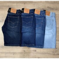 quần short jean nam co giãn với 4 màu xanh rêu đậm trung sáng ống rộng dài qua gối