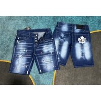 Quần short jean nam đen DSQ Phối họa tiết chất jean co giãn phong cách trẻ trung mẫu mới