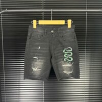 Quần short jean nam đen rách phối họa tiết siêu đẹp chất bò vải dày mẫu mới giá rẻ chuẩn shop uy tín