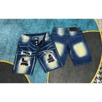 Quần short JEAN nam DSQ Xanh vá gối da đen chất bò form đẹp chuẩn vải dày cao cấp chuẩn shop TN FASHION 2