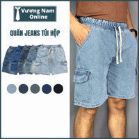 Quần short jean nam Lưng Thun Túi Hộp chất bò denim TREND VNO143