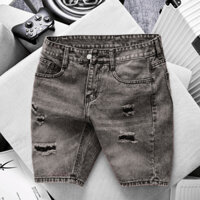 QUẦN SHORT JEAN NAM MÀU XÁM TÍM RÁCH GỐI PHONG CÁCH TRẺ TRUNG MÃ QJS07