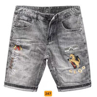 Quần short jean nam màu xám phối rách, quần sọt nam cao cấp chất bò co giãn thời trang Tô Tồ Shop - MQ258