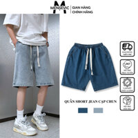 Quần Short Jean Nam MENSEVIC Cạp Chun Vải Bò Mềm Ống Suông Rộng Trẻ Trung Năng Động HSTJ007