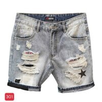 Quần short jean nam Quần Lững rách gối Unisex nam nữ thời trang cao cấp NewJeansFashion MS301