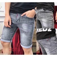 quần short jean nam, quần ngố nam, quần jean lửng rách họa tiết phong cách bg090