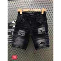 quần short jean nam, quần ngố nam, quần jean lửng rách họa tiết phong cách bg091