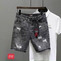 quần short jean nam, quần ngố nam, quần jean lửng rách họa tiết phong cách bg097