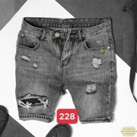 quần short jean nam, quần ngố nam, quần jean lửng rách họa tiết phong cách bg0038