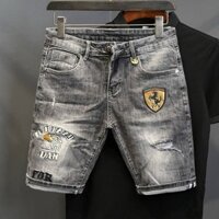 Quần short jean nam, quần ngố nam, quần jean lửng rách họa tiết phong cách MS243