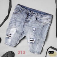 quần short jean nam, quần ngố nam, quần jean lửng rách họa tiết phong cách bg0035