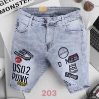 quần short jean nam, quần ngố nam, quần jean lửng rách họa tiết phong cách bg098