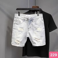 Quần Short Jean Nam Rách Gối Độc Đáo