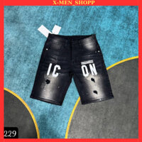 Quần short jean nam rách xước phối hoạ tiết I.CON siêu hot mẫu mới nhập hàng quảng châu cao cấp