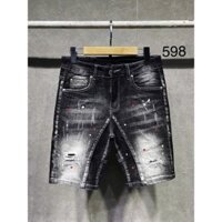 Quần short jean nam rách xước cao cấp phối logo chữ siêu xịn hàng quảng châu cao cấp chuẩn shop