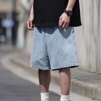 Quần Short Jean Nam Vải Bò Trơn Basic Ống Rộng Cạp Chun Trẻ Trung Năng Động Unisex Thời Trang Mixxno1 SHORT NAM 062V2
