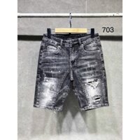 Quần short jean nam wash 2 đáy phối vẩy sơn chất jean co dãn phong cách sang trọng