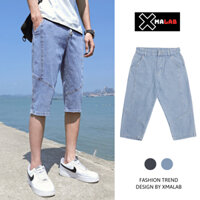 Quần short jean nam XMALAB dáng lửng suông kiểu đùi ngố cạp cao, chất bò xịn đẹp phong cách Hàn Quốc dễ phối đồ B016-1