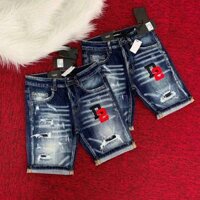 Quần short jean nam,quần ngố bò dsq2 kiểu dáng skiiny xước rách hoa tiết d2 thêu sắc nét TT3628