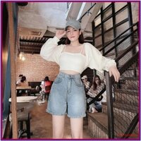 Quần SHORT JEAN NGỐ XUÔN ( dài hơn short, màu: xanh-trắng-đen) siêu đẹp DUYEL-37