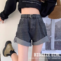 Quần Short Jean Nữ Bigsize Quần Đùi Bò Lưng Cao Ống Rộng Chữ A Gấp Gấu Vintage Mùa Hè Phong Cách Thời Trang Hàn Quốc Đẹp
