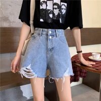 Quần short jean nữ cạp cao xước rách cá tính
