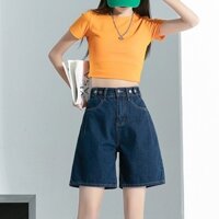 Quần short jean nữ đai nút chỉnh eo tiện lợi phong cách Ullzang có Bigsize (JN5N)