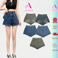 Quần short jean nữ dáng chữ A  Avocado, quần đùi nữ trơn cạp cao trẻ trung năng động