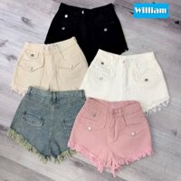 Quần short jean nữ denim không co giãn tua rua đầy cá tính William - AT477