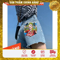 Quần Short Jean Nữ Gấu Quần Tua Rua, Túi Sau In Hình Cô Gái KISSLL ANG /Hình Thật /ngocvietshop