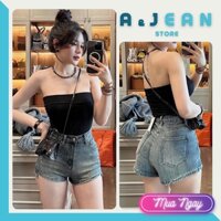 Quần short jean nữ lai cắt co giãn, quần đùi kiểu dơ bụi | A&JEAN STORE