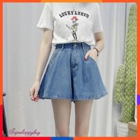 Quần short jean nữ lưng cao ống rộng