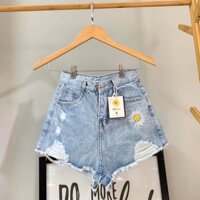 Quần short jean nữ lưng cao thêu bông hoa King168 , quần short nữ cao cấp YT01 🌟