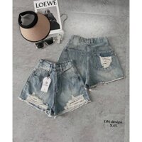 Quần Short Jean Nữ Lưng Cao Màu Xanh Bụi