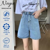 Quần Short Jean Nữ Ngố Lửng Cạp Cao Trơn Tôn Dáng Phong Cách Trẻ Trung Năng Động Ulzzang NEYU